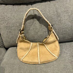 Beige Shearling Shoulder Bag